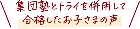 集団塾とトライを併用して合格したお子さまの声